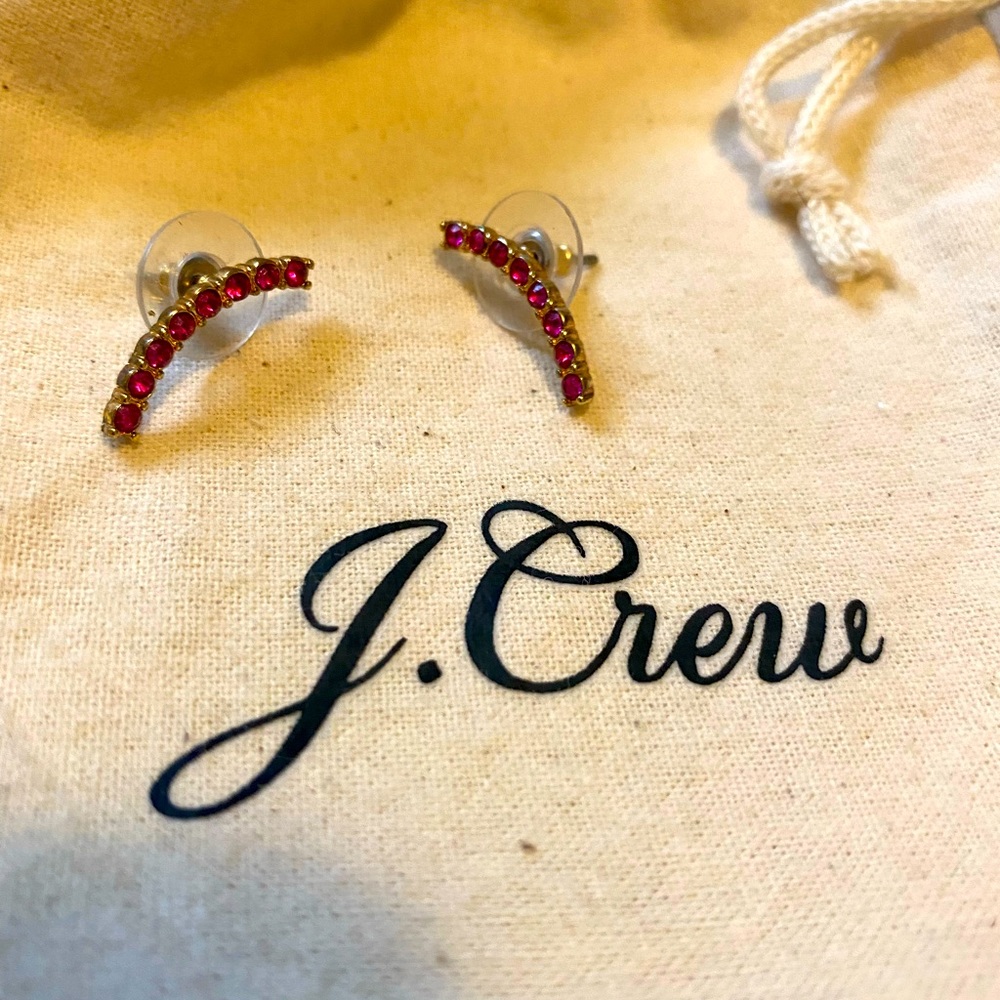 J. Crew, pink, studded earrings